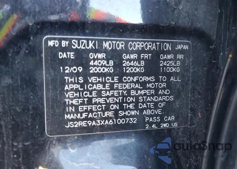 2010 Suzuki Kizashi Se z USA, uszkodzony, nr VIN JS2RE9A3XA6100732